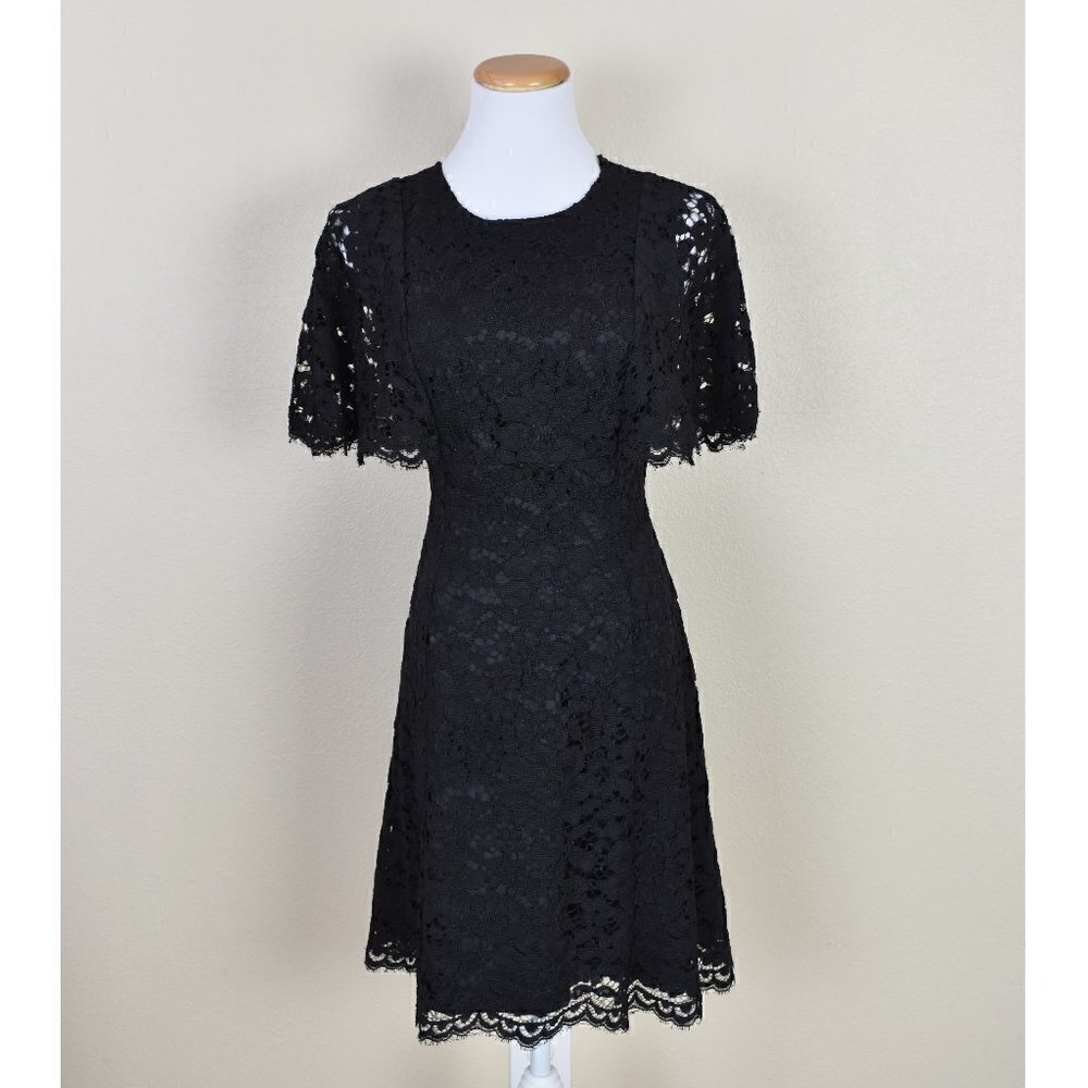 Vince Camuto Black Lace Cape Sleeve Dress 8 - Picture 1 of 8